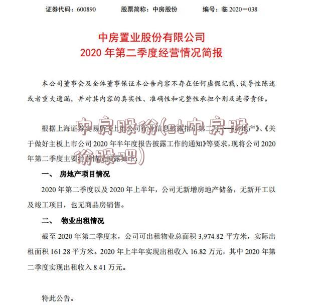 中房股份最新动态报道,最新消息概述